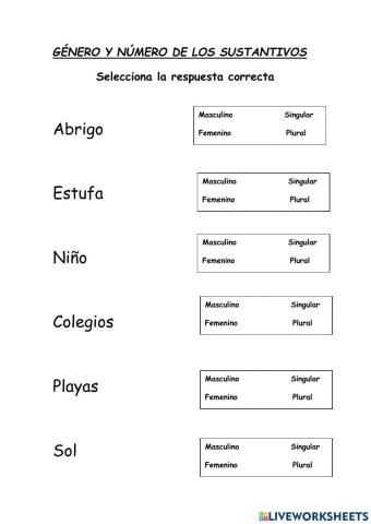 Género y número de los sustantivos