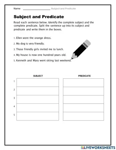 Complete and Simple Subject and Predicate