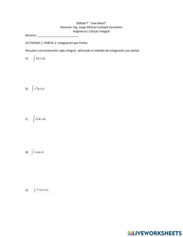 Integración por partes