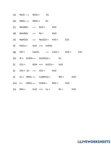 Balanceo Ecuaciones químicas