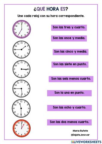 Las horas: relojes analógicos
