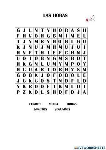 Las horas (SOPA DE LETRAS)