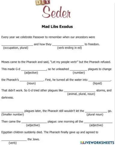 Mad Libs Exodus Story