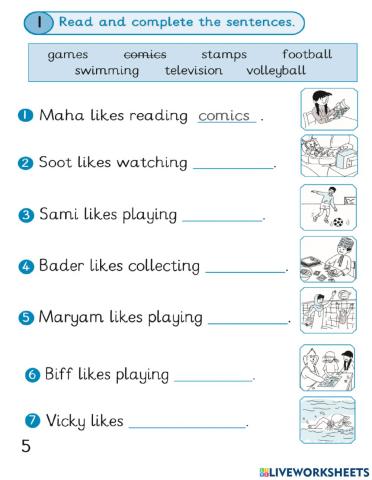 Read and complete SB P5