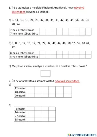 Többszörös, osztó