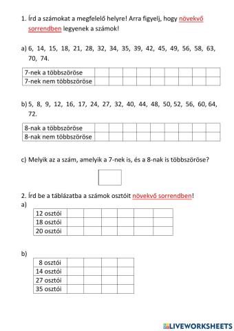 Többszörös, osztó