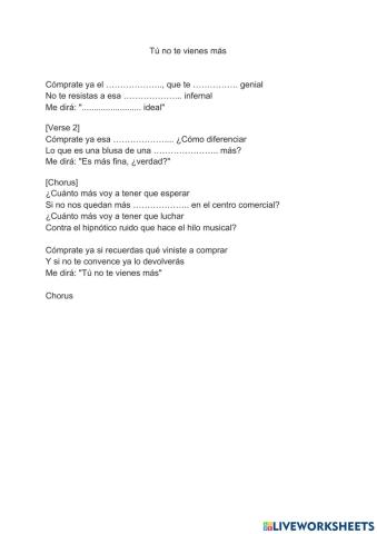 Tú no te vienes más