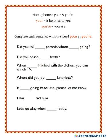 Homophones: your & you’re