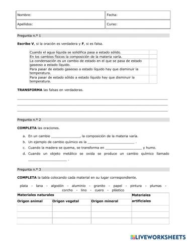 Repaso materia y energía