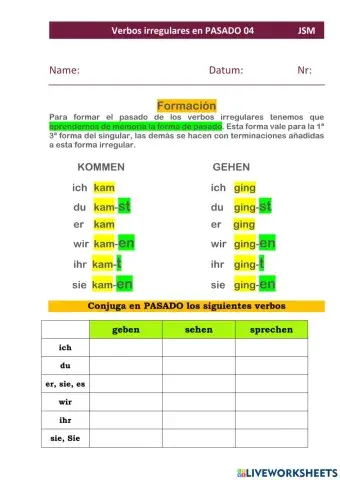 Pasado Verbos irregulares 04