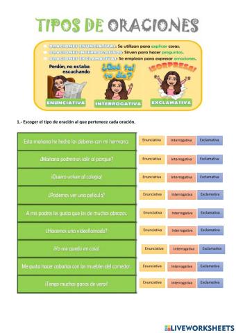 Tipos de oraciones