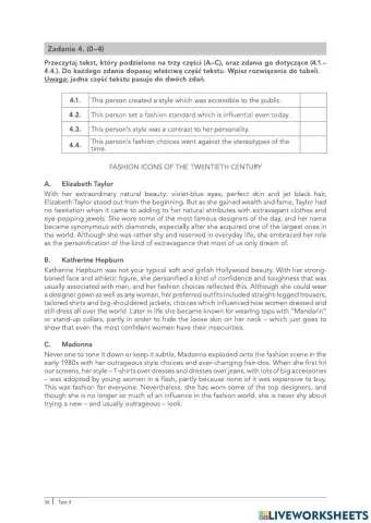 Reading test 1 matura rozszerzona