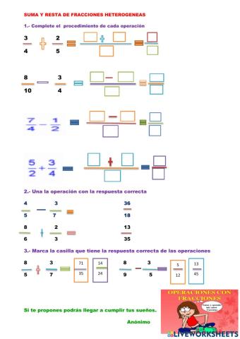 Suma y resta de fracciones