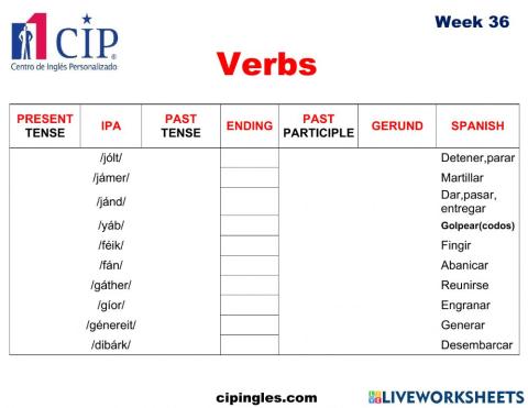 Verbs Week 36
