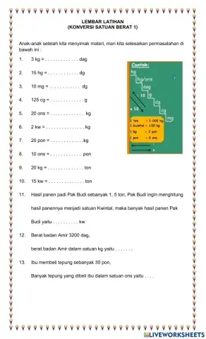 Lembar latihan satuan berat 1