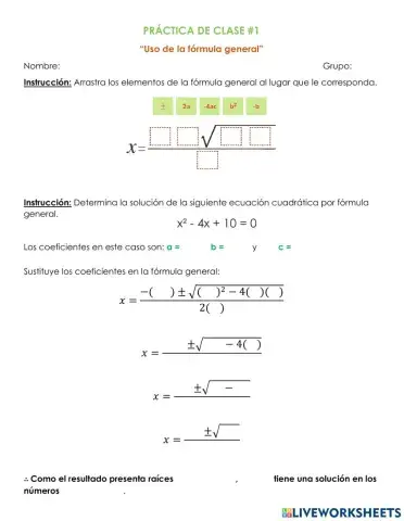 Práctica -1 Uso de la fórmula general.