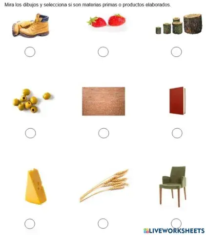 materias primas o productos elaborados