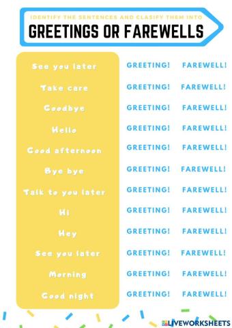 Greeting or farewell