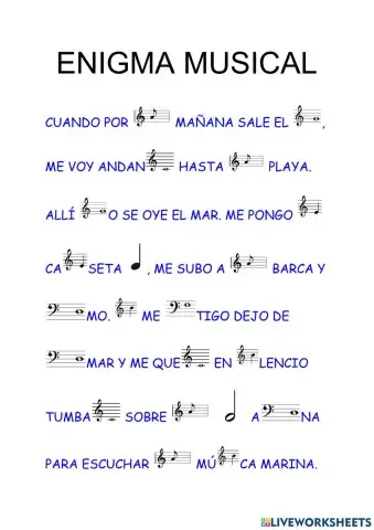 Enigma de notas y figuras musicales