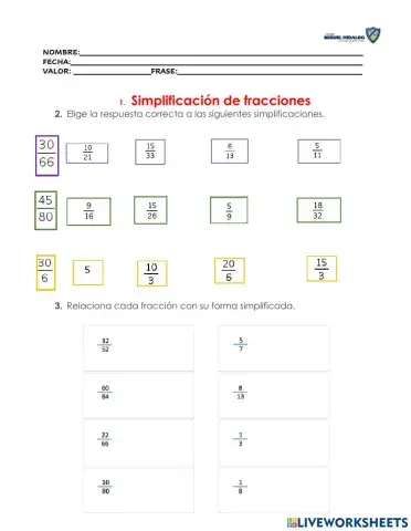 Simplificacion de fracciones