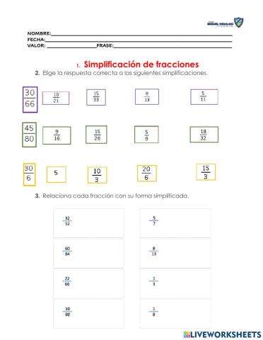 Simplificacion de fracciones
