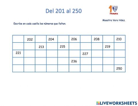 Serie del 200 al 250