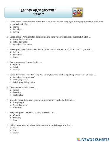 Latihan Akhir Subtema 1