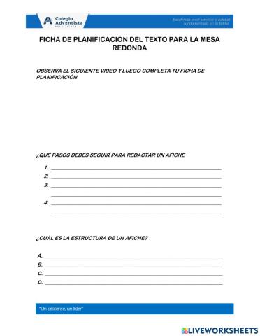 Ficha de planificación de un afiche