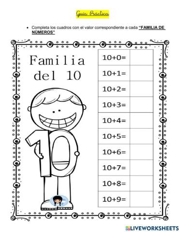 Familia de números hasta el 30