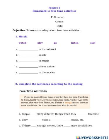 Free time activities