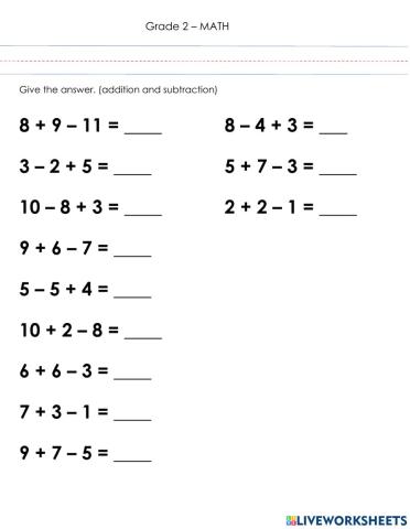 Addition and subtraction