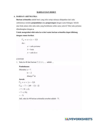 Barisan aritmatika dan geometri