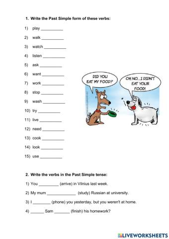 Past Simple Regular Verbs Test