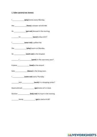 Presen Simple Worksheet