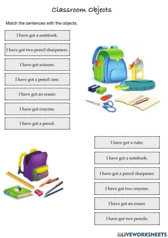 Classroom objects(match)