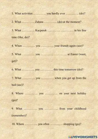 Open questions: present simple present continuous