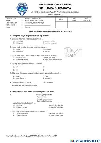 Penilaian Tengah Semester SBDP