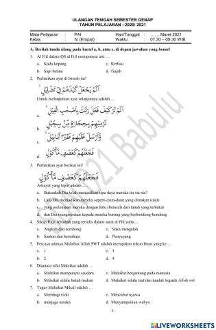 Uts pai kls 4 semester 2