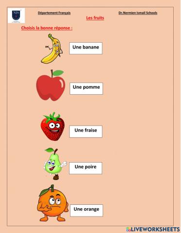 Les fruits et les couleurs