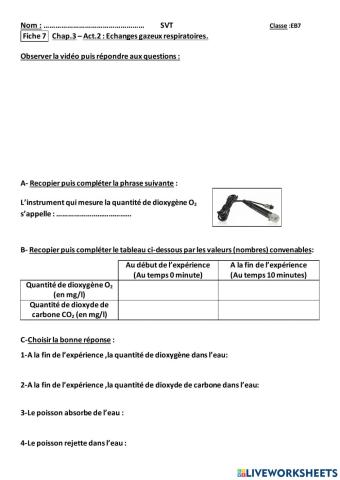 Echanges gazeux respiratoires