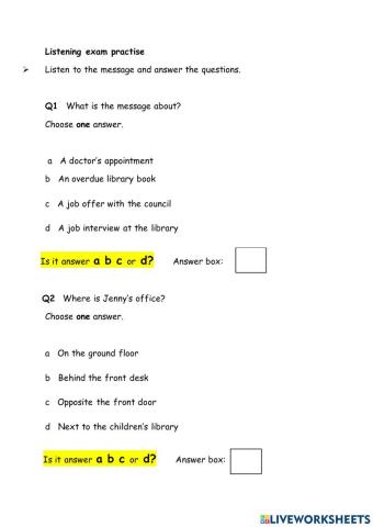 Listening exam practice