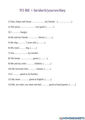 To be grammar + personal pronouns