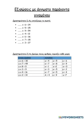 Εξισώσεις με άγνωστο παράγοντα γινομένου