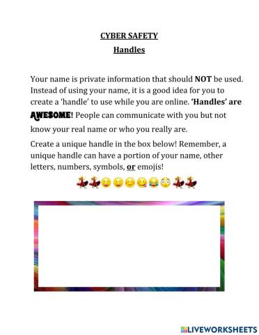 Cyber Safety - Create a Handle