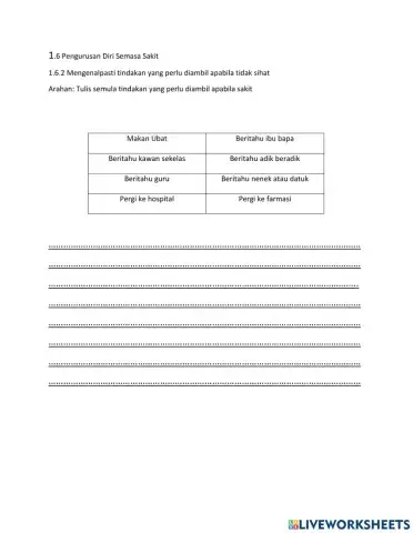 Mengenal pasti tindakan yang perlu diambil  apabila tidak sihat.