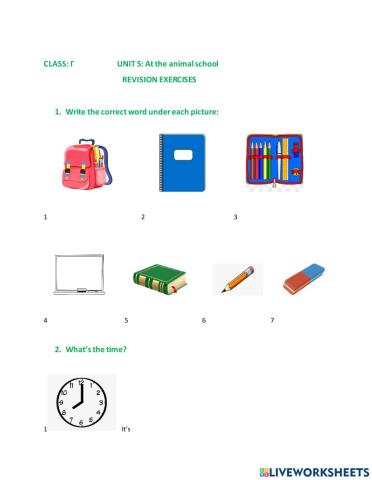 UNIT 5- At the animal school