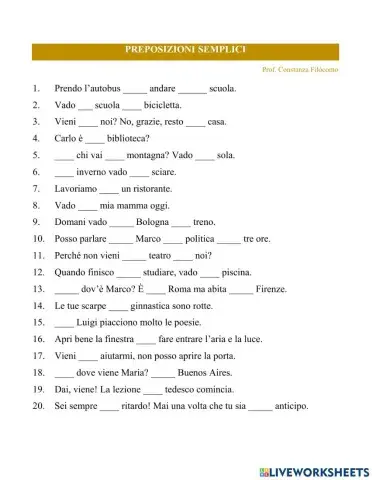 Preposizioni semplici