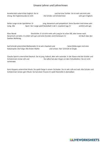 Magnet 1 Lektion 5 Text Unsere Lehrer und Lehrerinnen