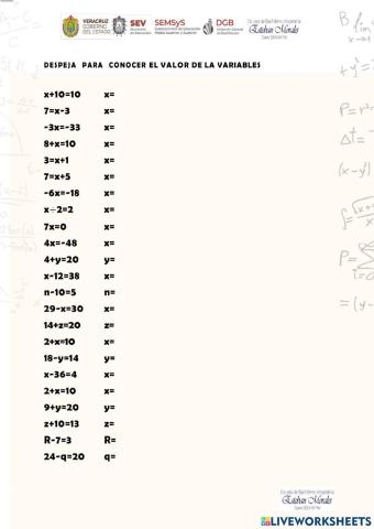 Despejando Variables