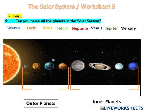 Solar system worksheet